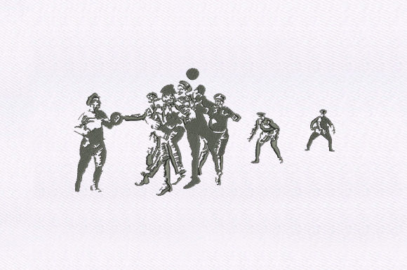 Ball Playing Soldiers: A Charming Embroidery Design for Handmade Gifts