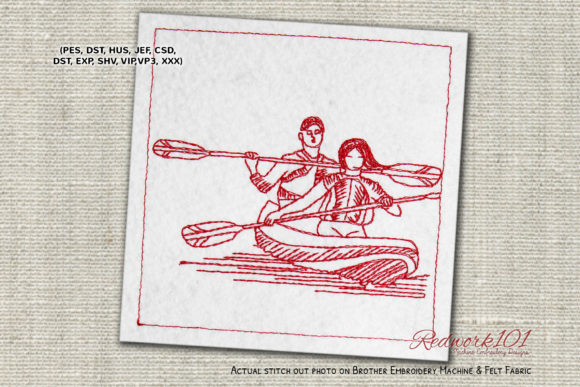 Couple Boating Redwork: A Designer's Review for Apparel
