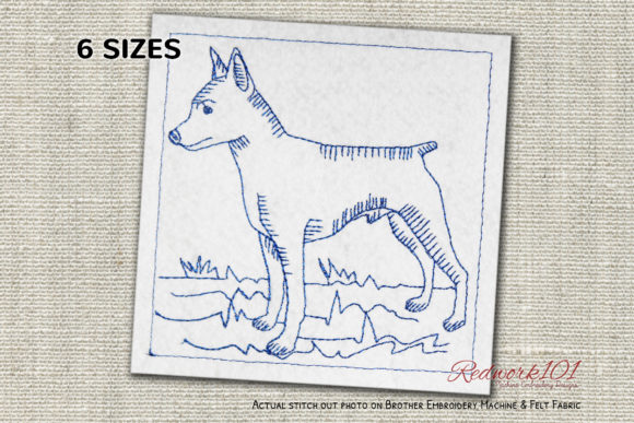 Standing Miniature Pinscher Dog Redwork Review