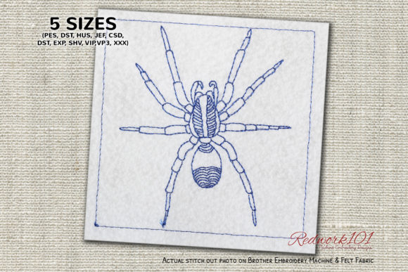 Ugly and Hairy Wolf Spider Redwork for Branded Merch